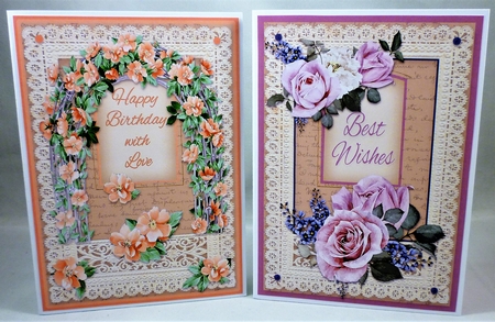 Duo of  Florals Vintage & Lace Card Topper- set 4 by Michelle Chivers