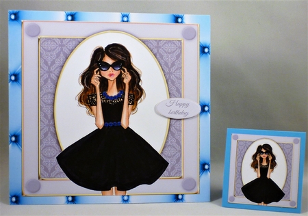 Beautiful Glamour Girl In Black Dress 8x8 by Michelle Chivers