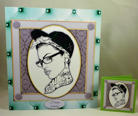 Beautiful Glamour Girl With Hat & Tattoos 8x8 by Michelle Chivers