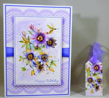 Floral Bouquet on Lace Card Topper - Design 3 by Michelle Chivers