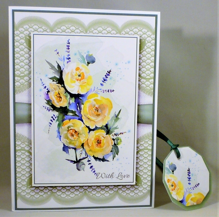 Floral Bouquet on Lace Card Topper - Design 4 by Michelle Chivers