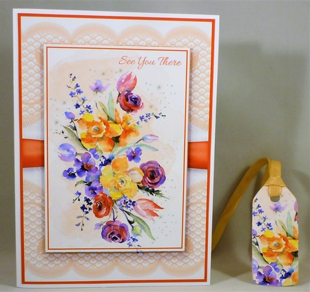 Floral Bouquet on Lace Card Topper - Design 10 by Michelle Chivers