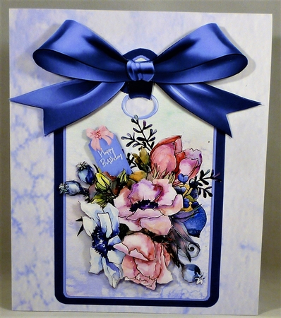 Giant Gift Tag Card - Bouquet on Blue by Michelle Chivers