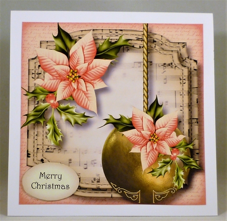 Golden Christmas Bauble - Pale Pink 8x8 by Michelle Chivers