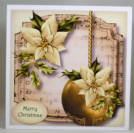 Golden Christmas Bauble - Ivory 8x8 by Michelle Chivers