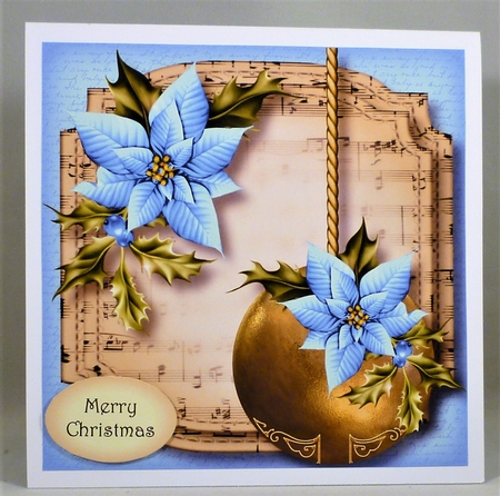 Golden Christmas Bauble - Pale Blue 8x8 by Michelle Chivers