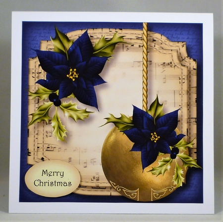 Golden Christmas Bauble - Midnight Blue 8x8 by Michelle Chivers