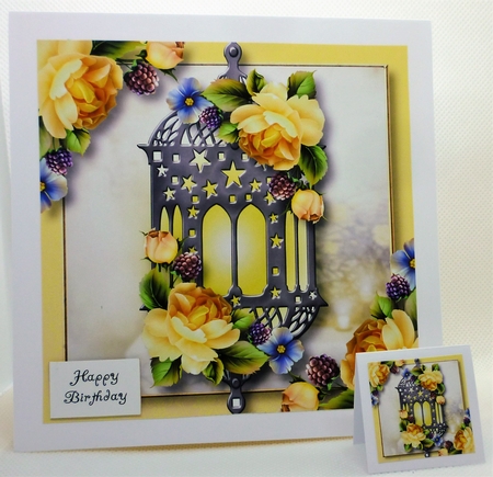Floral lantern - Yellow Roses 8x8 by Michelle Chivers