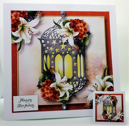 Floral Lantern - Lily & Hydrangea 8x8 by Michelle Chivers