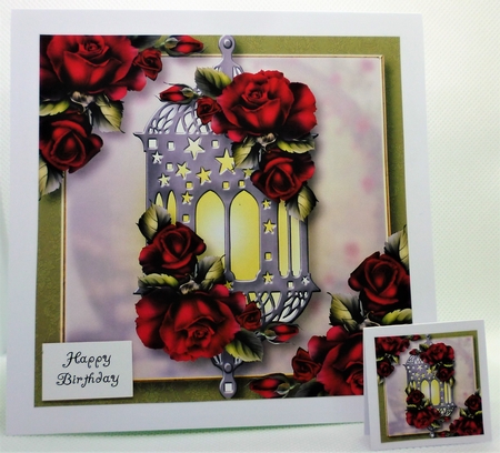 Floral Lantern - Red Roses 8x8 by Michelle Chivers