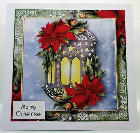 The Poinsettia Lantern - Red 8x8 by Michelle Chivers
