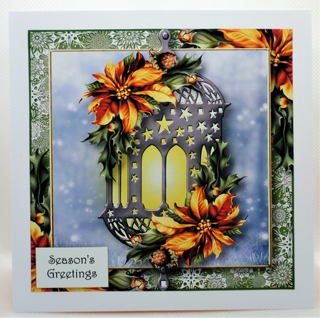 The Poinsettia Lantern - Warm Orange 8x8 by Michelle Chivers