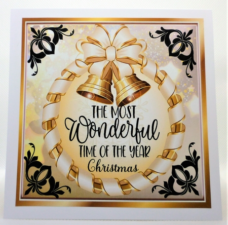 Elegance at christmas lovely black and gold 8x8 card front by Michelle Chivers