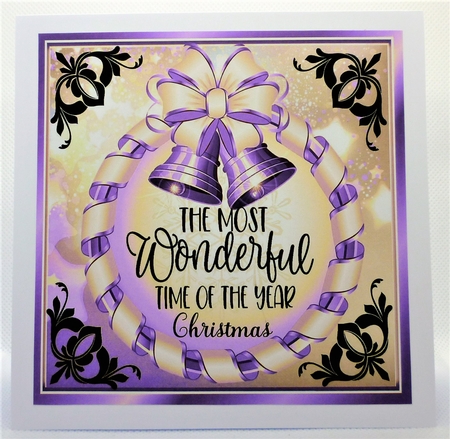 Elegance at christmas lovely black and purple 8x8 card front by Michelle Chivers