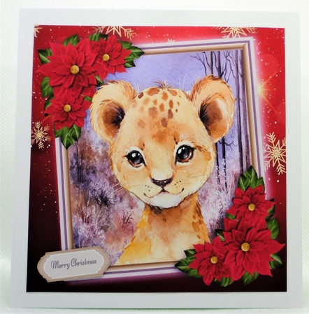 Beautiful Festive Lion Cub 8x8 by Michelle Chivers