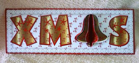 Xmas Bell 2 Large Dl Card Front with 3D Bell Embellishment by Michelle Chivers