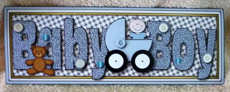 Baby Boy with Pram Large Dl by Michelle Chivers