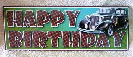 Happy Birthday with Black Vintage Car Large Dl by Michelle Chivers