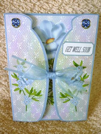 Blue Flower & Lace Gatefold Card by Michelle Chivers
