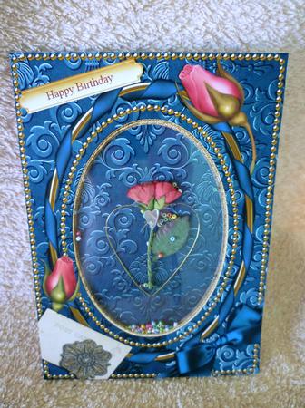 Navy Damask Rosebud Plain 7x5in Picture and Shaker Frame by Michelle Chivers