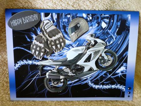 Blue Sports Bike on Abstract Background Decoupage by Michelle Chivers