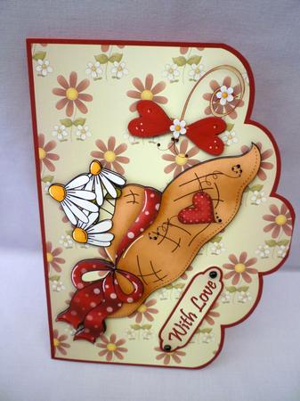 Mothers Day Bonnet Scallop Edged Card Front by Michelle Chivers