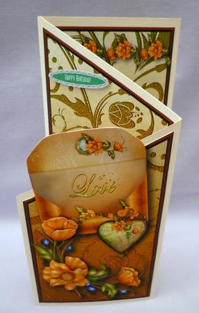 Orange Flowers Cascade Sheet with Decoupage by Michelle Chivers