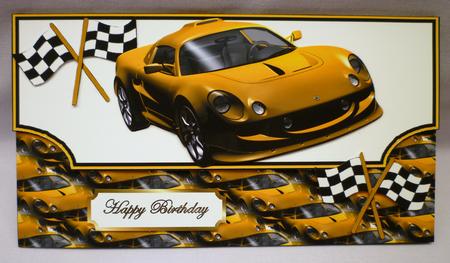 Yellow Sports Car Envelope Card by Michelle Chivers