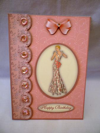 Glamour Girl in Pink A4 Card Front by Michelle Chivers