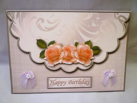 Peach Roses Envelope Card with Decoupage by Michelle Chivers