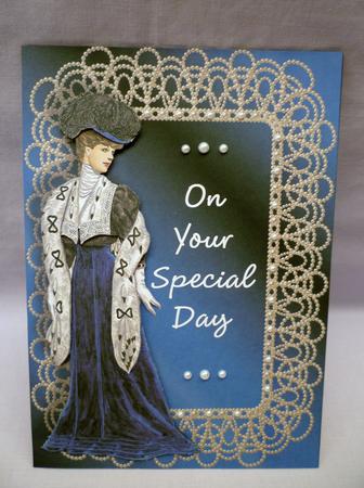 Vintage Lady in Blue Card Front by Michelle Chivers