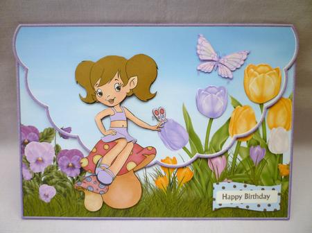 Scallop Edge Envelope Style Card with Decoupage Springtime by Michelle Chivers