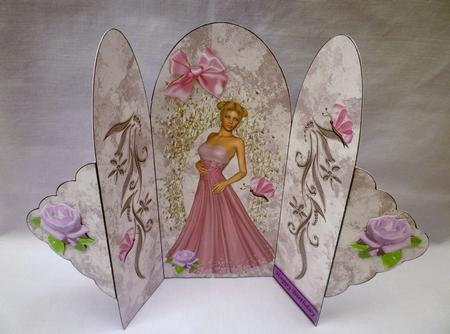 Pretty Lady with Roses & Butterflies, Trifold by Michelle Chivers