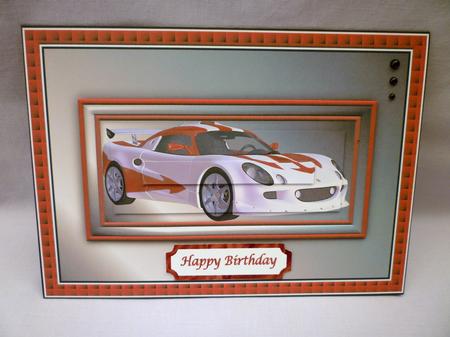 White and Red Sports Car Card Front with Pyramage by Michelle Chivers