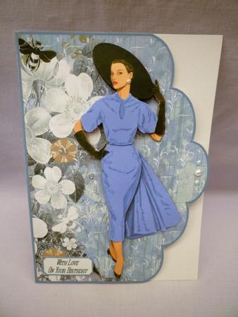 Blue Lady Scallop Edge Card by Michelle Chivers