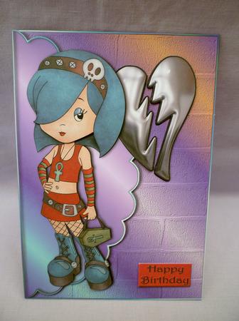 Cute Goth Girl Scalloped Edge Envelope Card by Michelle Chivers