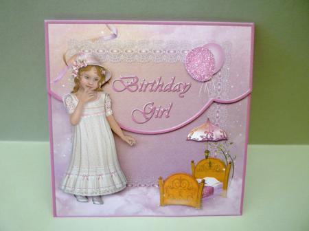 Curved Edge Mock Envelope Card Birthday Girl by Michelle Chivers
