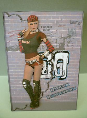 Roller Chick with Attitude Scalloped Edge Envelope Card by Michelle Chivers