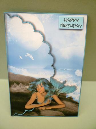 Mermaid Scalloped Edge Envelope Card by Michelle Chivers
