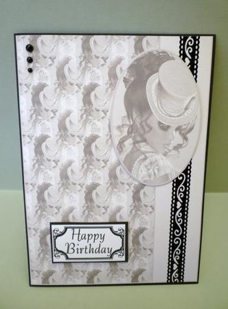 A4 Vintage Lady Card Front (black & White) by Michelle Chivers