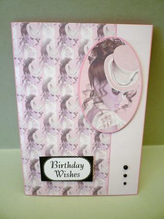 A4 Vintage Lady Card Front (pink) by Michelle Chivers