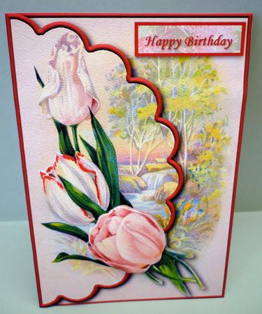 Tulips Scene Envelope Card with Decoupage by Michelle Chivers
