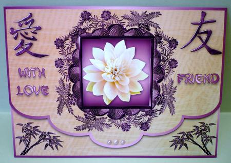Lotus Blossom Scallop Edge Envelope Card Front by Michelle Chivers