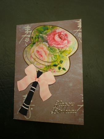 Painted Roses Oriental Hand Fan 3D Toppers by Michelle Chivers