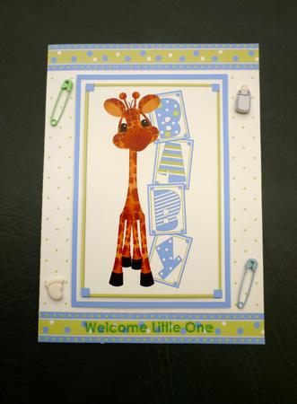 Giraffe Baby Boy - Decoupage Card by Michelle Chivers