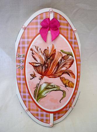 Pink Tulip Round Gatefold Card & Topper by Michelle Chivers