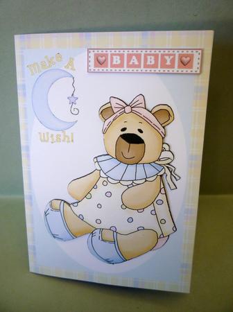 New Baby Girl Bear Internal Window Card Kit by Michelle Chivers