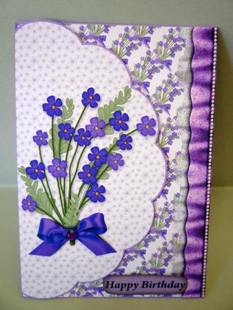 Spring Violets Wavey Edge Card Front by Michelle Chivers