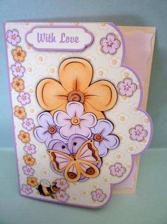 Blooming Bees A4 Scallop Edge Card Front by Michelle Chivers