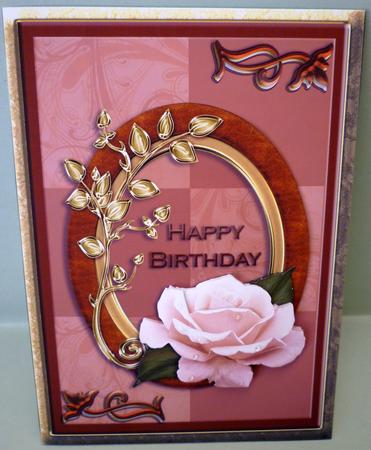 Pink Rose with Rosewood and Gold by Michelle Chivers